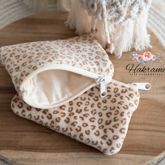 kleine Tasche aus Nickistoff - beige/gold